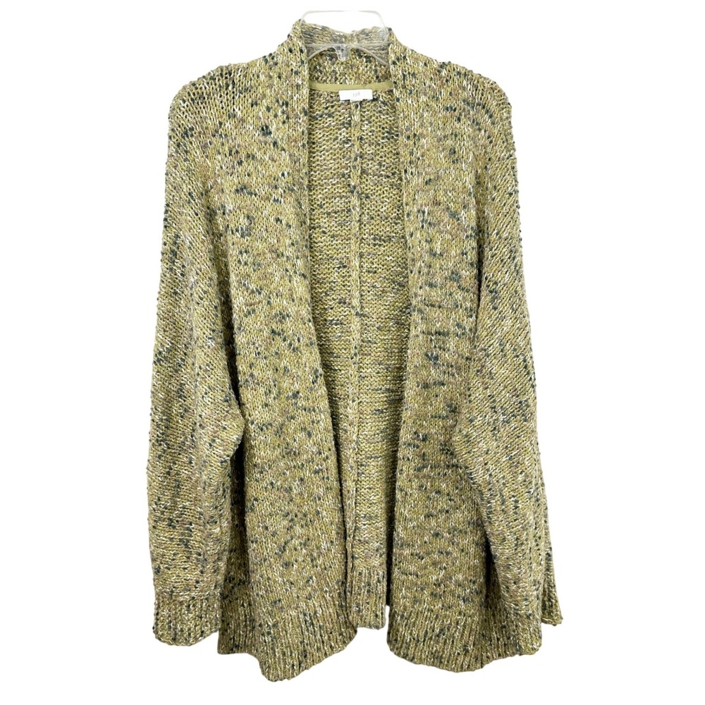 J. Jill Plus Size 3X Cardigan Sweater Green Popcorn Knit Open Fall Grandma A